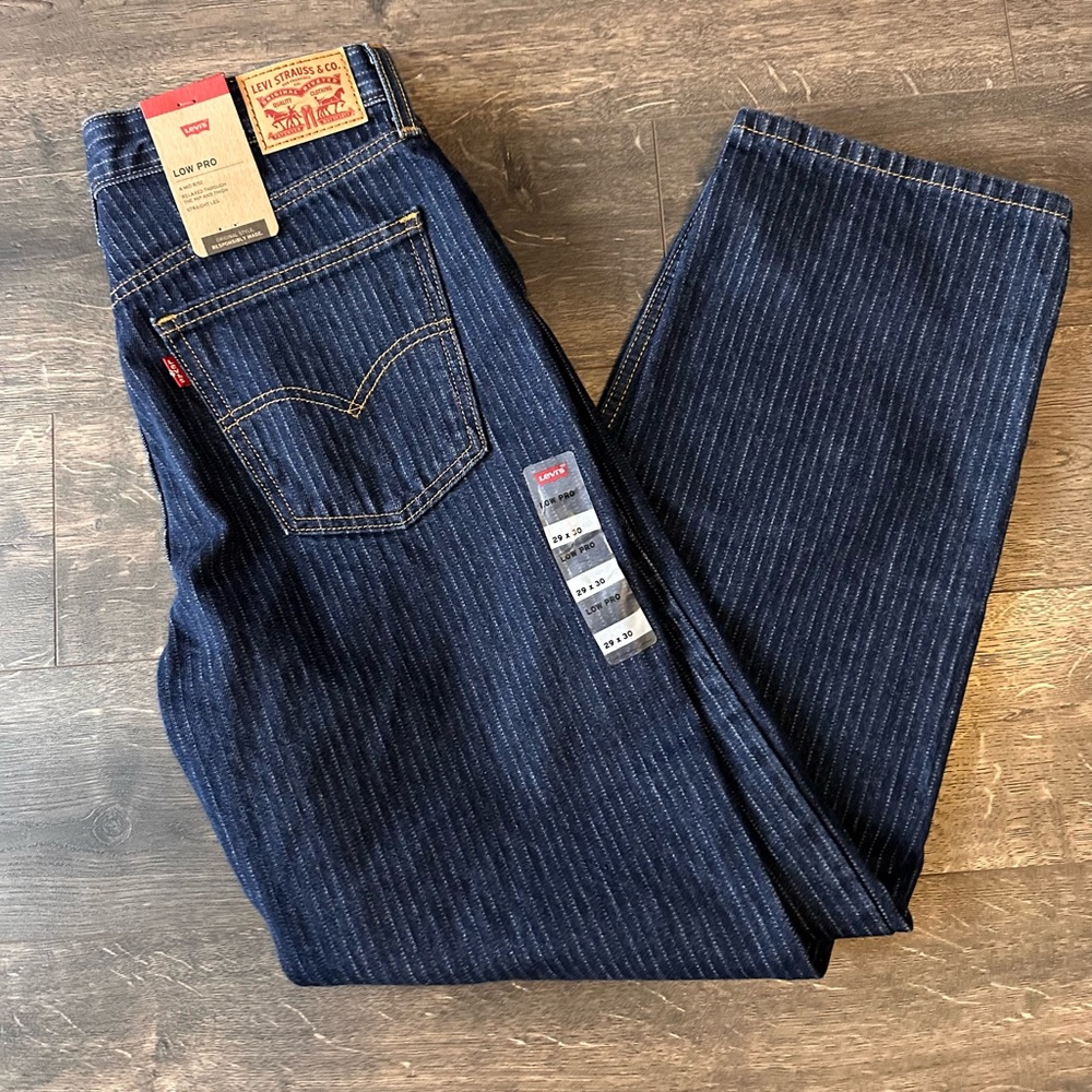 Levi’s Low Pro Straight Leg Stripped Jeans
